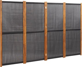 vidaXL fekete 4 paneles térelválasztó 280x180 cm
