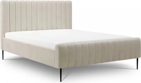 Nicole kárpitozott ágy 160x200 cm szenil bézs Perfect Harmony 07 / fekete lábakkal