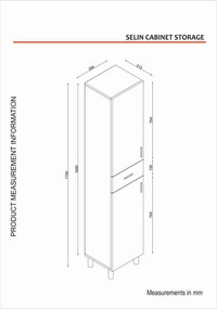 Fürdőszoba szekrény Selin 2 Doors 1 Drawer
