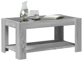 Szürke sonoma szerelt fa dohányzóasztal LED-del 93 x 53 x 45 cm