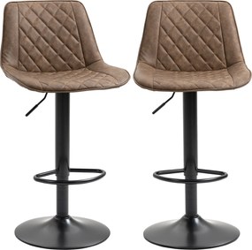 HOMCOM 2 darabos Magas Konyhai Szék Készlet PU Kárpitozással, Magasságban Állítható Forgószék és Lábpihentető, Terhelhetőség 120 kg, 46.5x51x86-106 cm