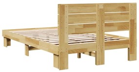 ágykeret fejtámlával matrac nélkül 120x190 cm tömör fa tölgyfa