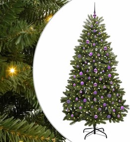 vidaXL Mű karácsonyfa 300 LED-del Zöld 210 cm PVC és fém