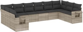 vidaXL 10 részes világosszürke polyrattan kerti ülőgarnitúra párnákkal
