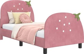 vidaXL Gyerekágy kerettel fejtámlával Rózsaszín 80 x 160 cm Bársony