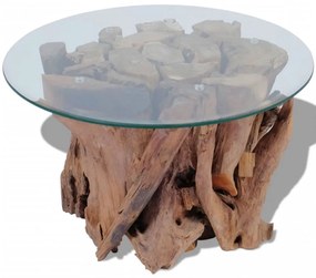 tömör tíkfa uszadék dohányzóasztal 60 cm
