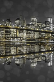 Poszter 30x45cm Brooklyn híd és Alsó-Manhattan panoráma alkonyatkor 2