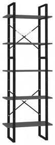 5 szintes szürke szerelt fa könyvszekrény 60 x 30 x 175 cm