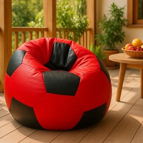 EMI focilabda mintás piros-fekete műbőr babzsákfotel