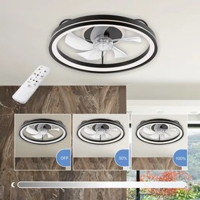 LED Mennyezeti lámpa ventilátorral FARGO LED/37W/230V fekete + távirányító