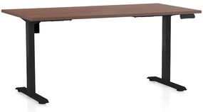Állítható magasságú asztal OfficeTech B, 160 x 80 cm, fekete alap, dió