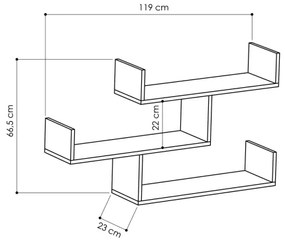 Fali polc TIBET 66,5x119 cm fehér