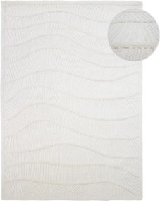 Fehér kézi szövésű gyapjúkeverék szőnyeg 140x200 cm Sculptured Wave – Flair Rugs