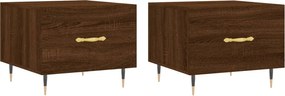vidaXL 2 db barna tölgy szerelt fa dohányzóasztal 50 x 50 x 40 cm