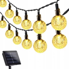 Kerti Lámpák 10m 100 Led Golyós Napelemes Füzér Meleg Színű
