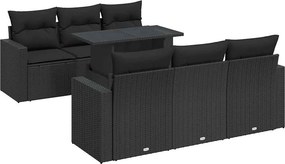 vidaXL 7 részes fekete polyrattan kerti ülőgarnitúra párnával