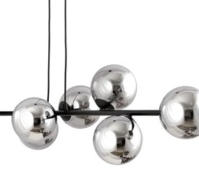 Csillár zsinóron ROSSI 6xE14/10W/230V fekete/szürke