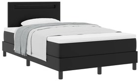 Boxspring Ágy Matrac Készlettel - Fekete, Kis Dupla, Műbőr