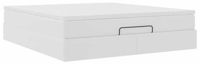 Ottomán ágykeret matraccal fehér 180x200cm műbőrrel