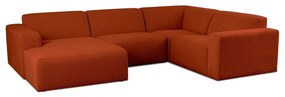 Téglavörös buklé sarokkanapé (U alakú) Roxy – Scandic