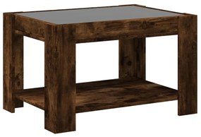 füstös tölgy szerelt fa dohányzóasztal LED-del 73 x 53 x 45 cm
