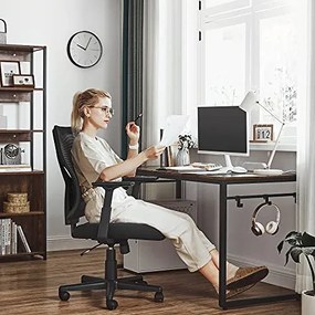 Irodai ergonomikus szék, állítható deréktámasszal és kartámasszal, fekete