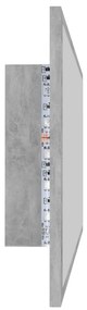 Betonszürke akril LED-es fürdőszobatükör 90x8,5x37 cm