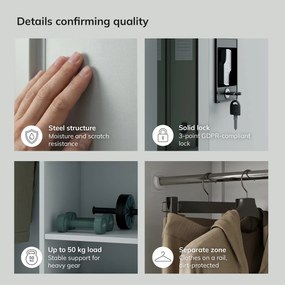 Zárható takarítószekrény szürke DAWID 900 x 1850 x 450 mm