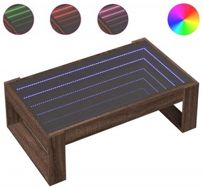 Barna tölgy végtelen hatású LED-es dohányzóasztal 90x53x30 cm