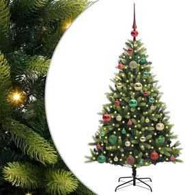 vidaXL Műanyag Hajtogatott Karácsonyfa 150 LED-del Zöld 120 cm