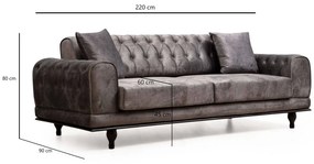 Design ágyazható kanapé Rococo 220 cm antracit
