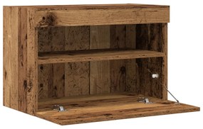 LED világítással ellátott TV faliszekrény régi fa 60x30x40 cm