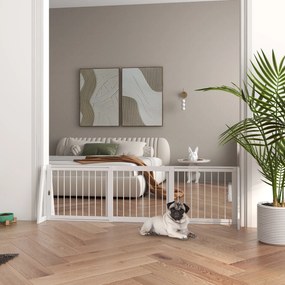 PawHut Kutya Biztonsági Korlát - 3-paneles Összecsukható Korlát 71-190cm Állatkerítés Fából - méret: 71-190L x 38.5W x 56H cm fehér | Aosom