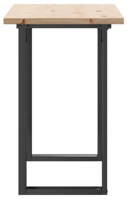 tömör fenyőfa és öntöttvas étkezőasztal O-vázzal 100x50x75,5 cm