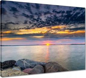 Vászonkép 50x40 Sziklák Tenger naplemente