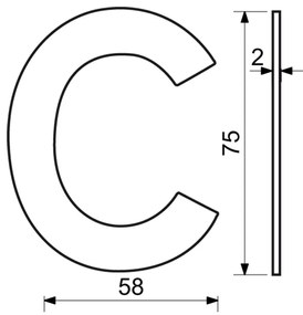 "C" házszám, RN.75L, rozsdamentes acél