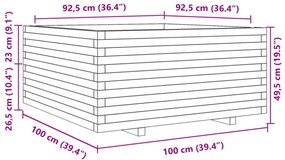 viaszbarna tömör fenyőfa kerti virágláda 100 x 100 x 49,5 cm