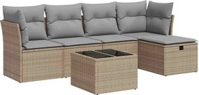 vidaXL 6 részes bézs polyrattan kerti ülőgarnitúra párnával