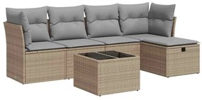 vidaXL 6 részes bézs polyrattan kerti ülőgarnitúra párnával