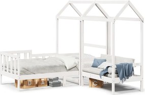 vidaXL fehér tömör fenyőfa kanapéágy és pad tetővel 80 x 200 cm