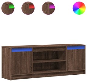 barna tölgy színű szerelt fa LED-es TV-szekrény 139,5x34x50 cm
