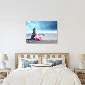 Homok, liliom és spa kövek képe (üvegen) (70x50 cm)