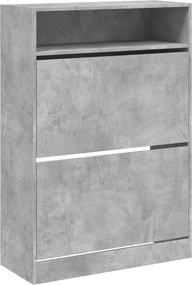 vidaXL betonszürke cipőszekrény 2 kihajtható fiókkal 80 x 34 x 116 cm