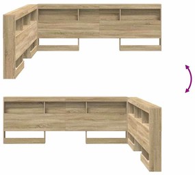 Tároló fejtámla polcokkal tárolóval sonoma tölgy 200 cm Faanyag