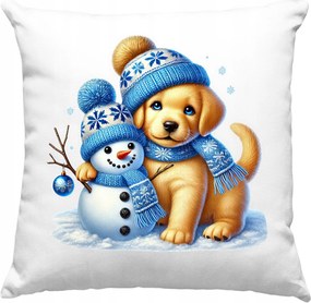 Karácsonyi Díszpárna+töltet 40x40 Karácsonyi Aranyos Kutya