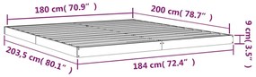 Super King Size tömör fenyőfa ágykeret 180 x 200 cm