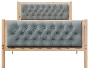 Ágykeret fejtámlával Világosszürke 100 x 200 cm Tömör fenyőfa