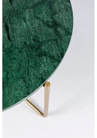 Zöld-aranyszínű kerek dohányzóasztal márvány asztallappal ø 70 cm Timpa – White Label