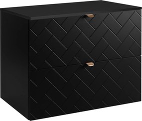 Fürdőszoba szekrény mosdó alá akasztható 80-as fekete Mdf halszálka Asztallap