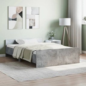 betonszürke ágykeret fej- és lábtámlával 120 x 200 cm